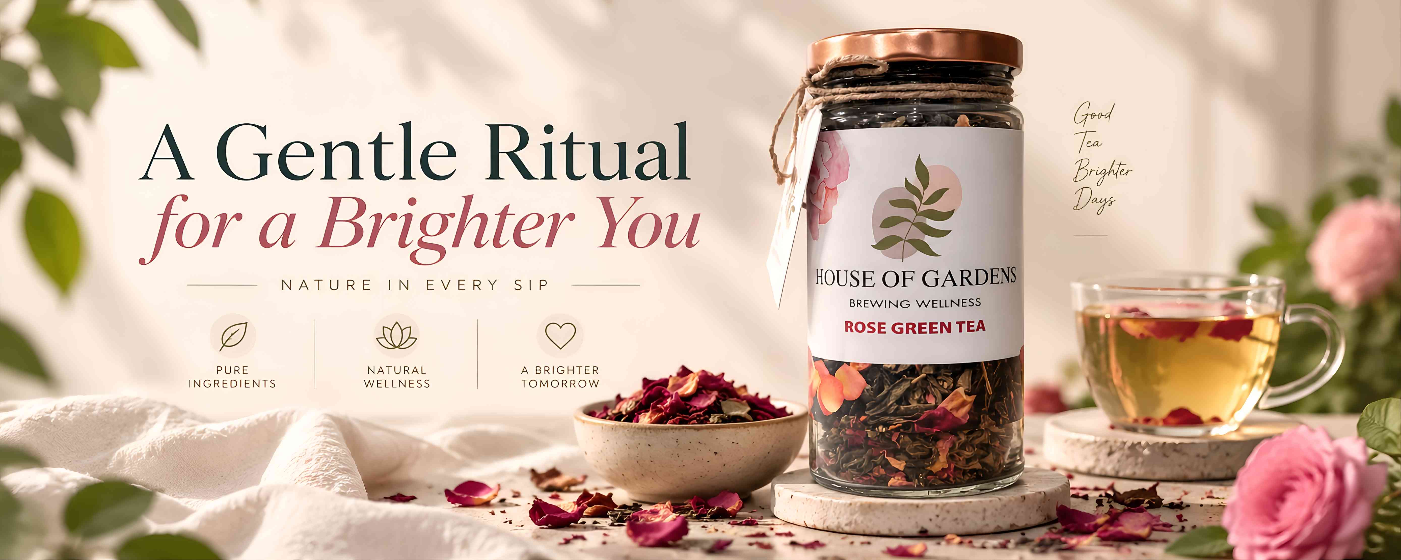 House of Gardens Rose Herbal Tea - Whole Flower Buds & Herbal Infusions