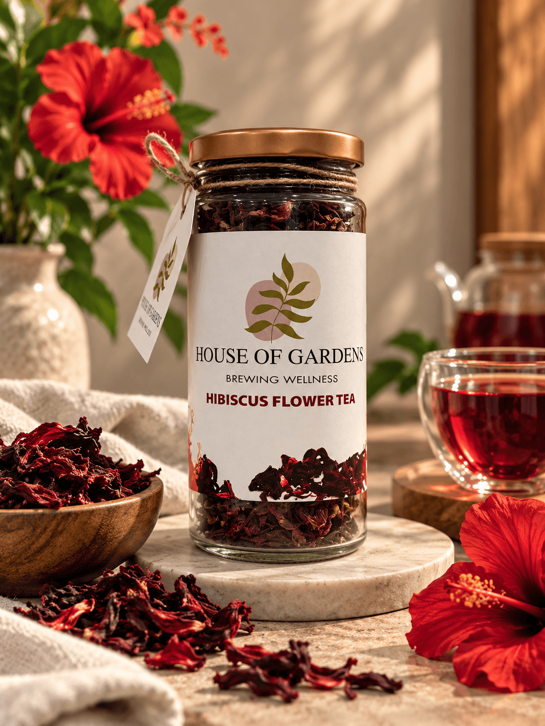House of Gardens Hibiscus Flower Tea Jar