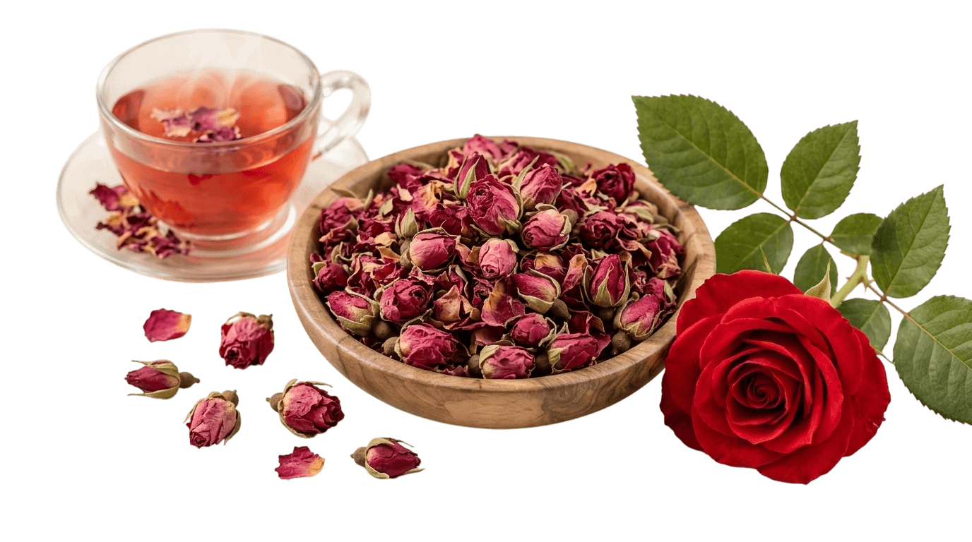 Authentic pure botanicals of Rose Green Tea