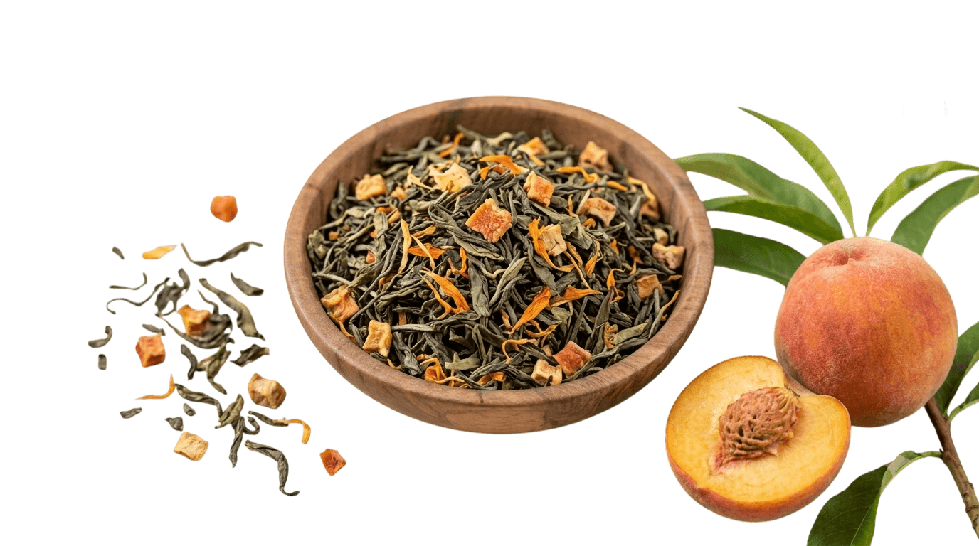 Authentic pure botanicals of Peach Green Tea